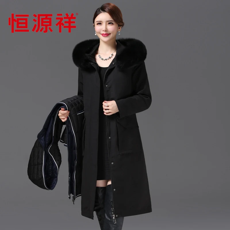 Shengyu Boya Huoli Huamian Detachable Parka for Middle-Aged and Elderly Women, Over-The-Knee Long down Jacket, Thickened New Style - Image 3