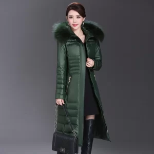 Shengyu Boya Middle-Aged and Elderly Over-The-Knee Long down Jacket Women's Jacket Thickeneded Mother's Fitted Jacket New Style