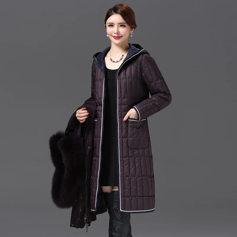 Shengyu Boya Huoli Huamian Detachable Parka for Middle-Aged and Elderly Women, Over-The-Knee Long down Jacket, Thickened New Style - Image 5
