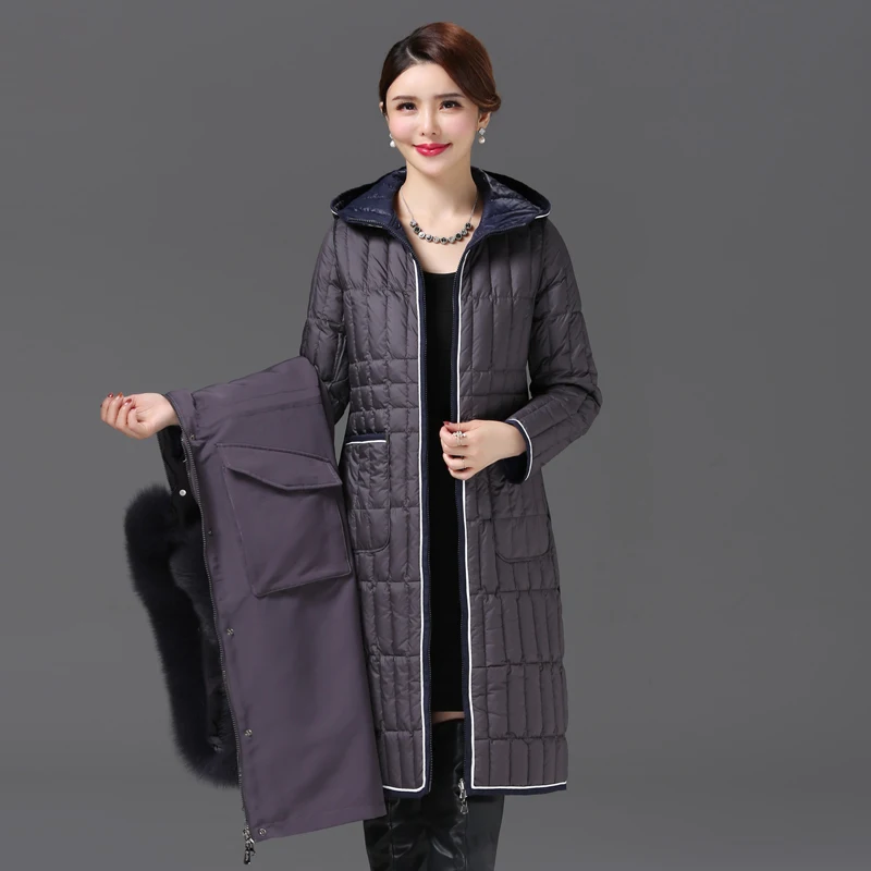 Shengyu Boya Huoli Huamian Detachable Parka for Middle-Aged and Elderly Women, Over-The-Knee Long down Jacket, Thickened New Style - Image 4